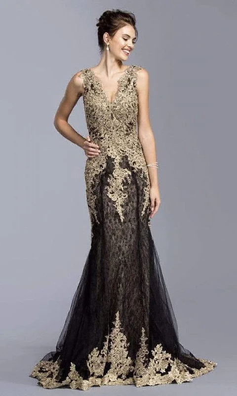 Value Deals Aspeed Design - L2009 Sleeveless V-Neck Evening Dress