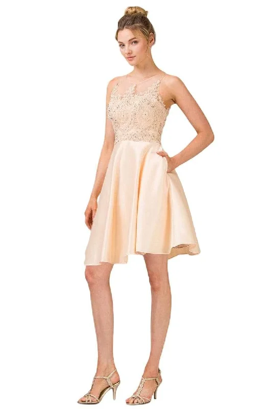 Great Bargains Eureka Fashion - 8433 Lace Jewel Neck Satin A-line Dress