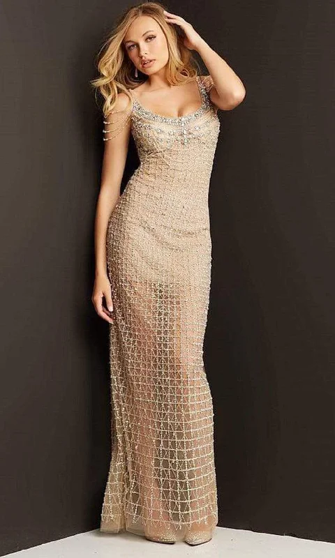 Hurry In Jovani - 05997 Scoop Lattice Jeweled Shiny Gown