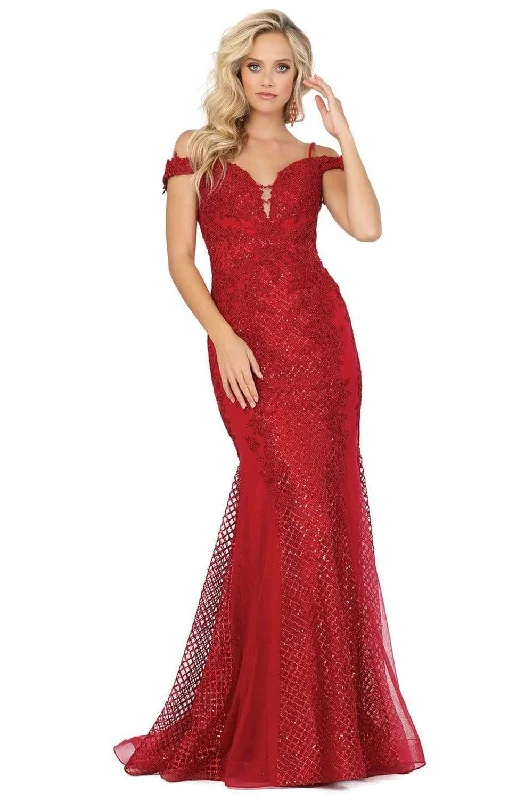 TIME-Limited Offer Dancing Queen - 2995 Off Shoulder Deep V-Neck Lace Sequins Prom Gown