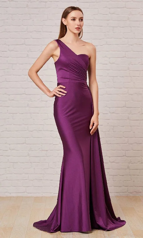 Can't Miss J'Adore Dresses - J18015 Asymmetric Neck Trumpet Dress