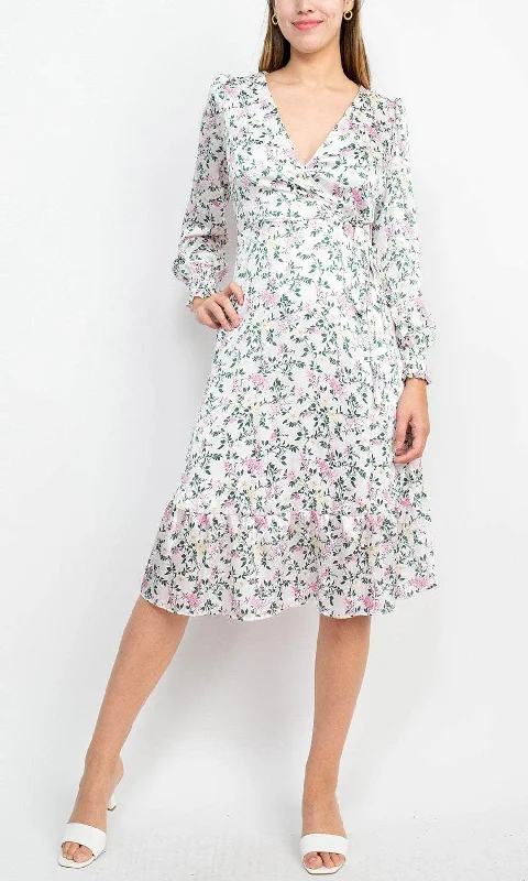 Super Bargain Sage Collective SU07D06 - Floral A-Line Long Dress