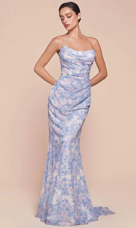 Super Deal Ladivine 7445 - Floral Scoop Evening Dress