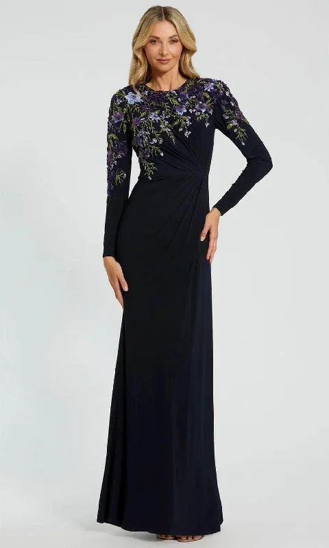 One-DAY Sale Mac Duggal 11806 - Embroidered Floral High Heck Evening Gown