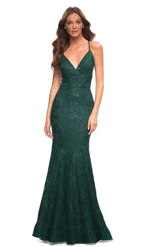 Crazy Deals La Femme - 30442 Floral Lace Strappy Sheath Gown