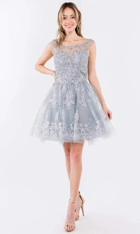 Super Savings Elizabeth K - GS1964 Cap Sleeve Glitter Illusion Dress