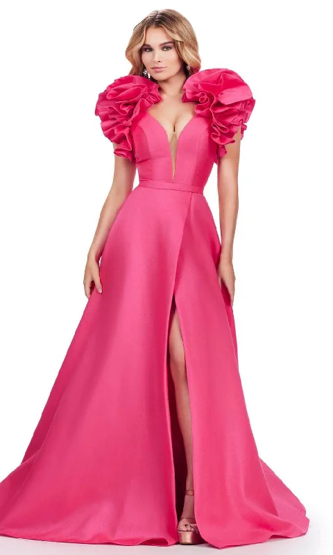 Huge Discounts Ashley Lauren 11610 - Ruffle Sleeve Mikado Prom Dress
