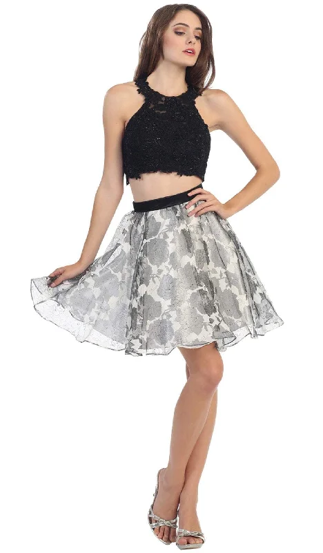 Act Fast Eureka Fashion - Two Piece Lace Printed Cocktail Dress