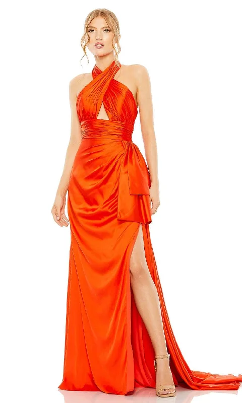 Unmissable Offer Mac Duggal 68444 - Crisscross Satin Halter Classic Prom Dress