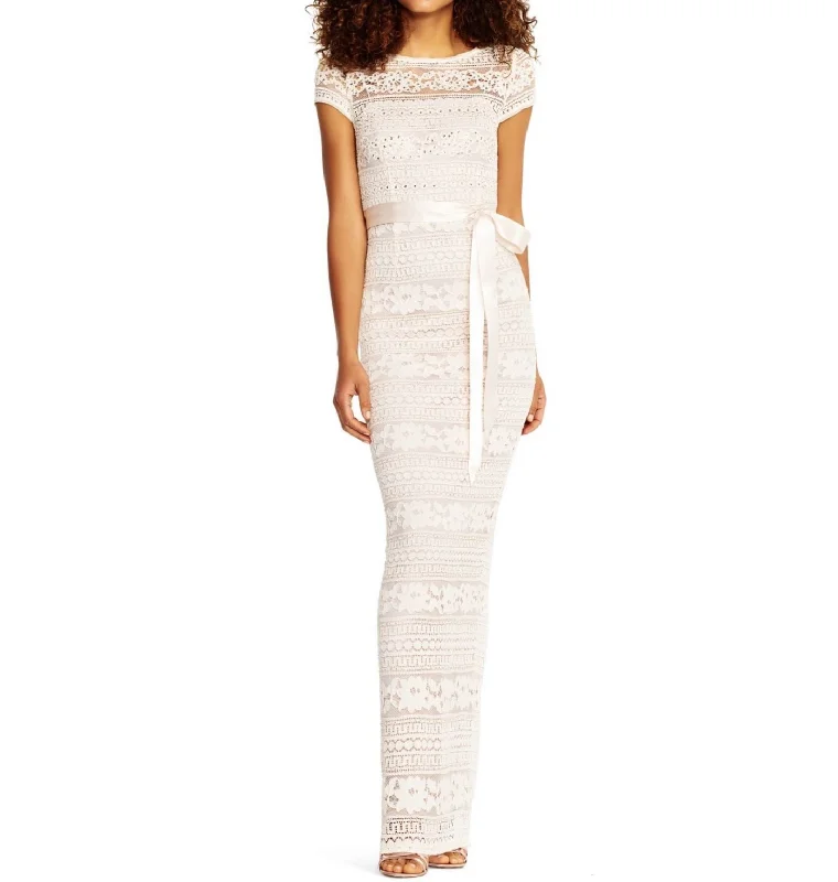 Price Drop Alert Adrianna Papell Corded Stripe Lace Gown