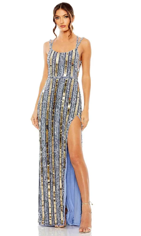 Huge Savings Mac Duggal 93981 - Strappy Back Linear Sequin Prom Gown