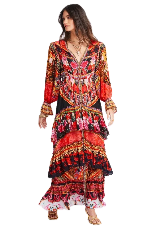 Discount Mania Czarina's Radiant Red Crystal Maxi Dress