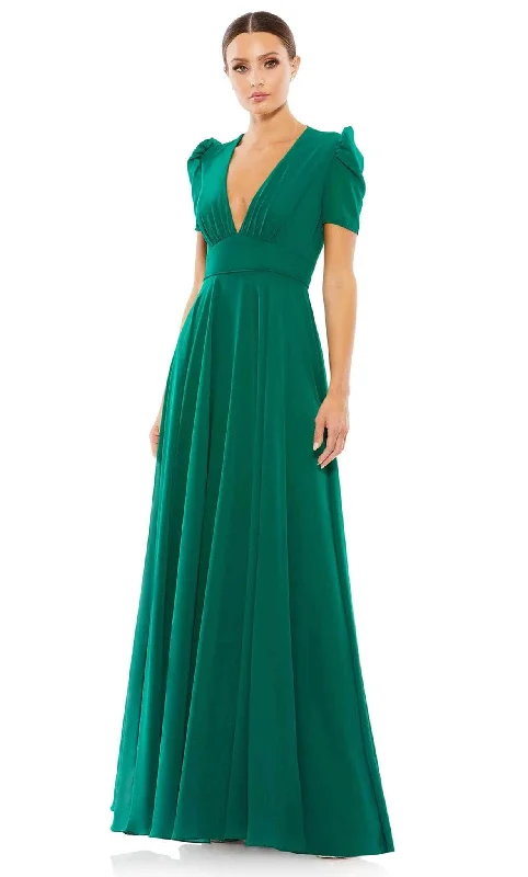 Discount Days Mac Duggal 55681 - Puff Sleeve Plunging Evening Gown