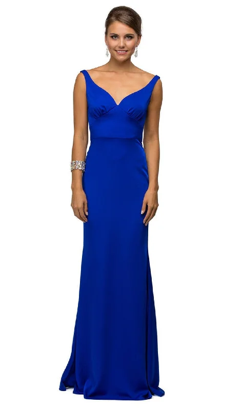 Major Savings Dancing Queen - 9609 V-Neck Wide Waistband  Evening Dress