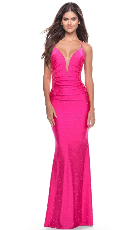 Don’t Miss Out La Femme 31436 - Plunging V-Neck Embellished Long Prom Dress