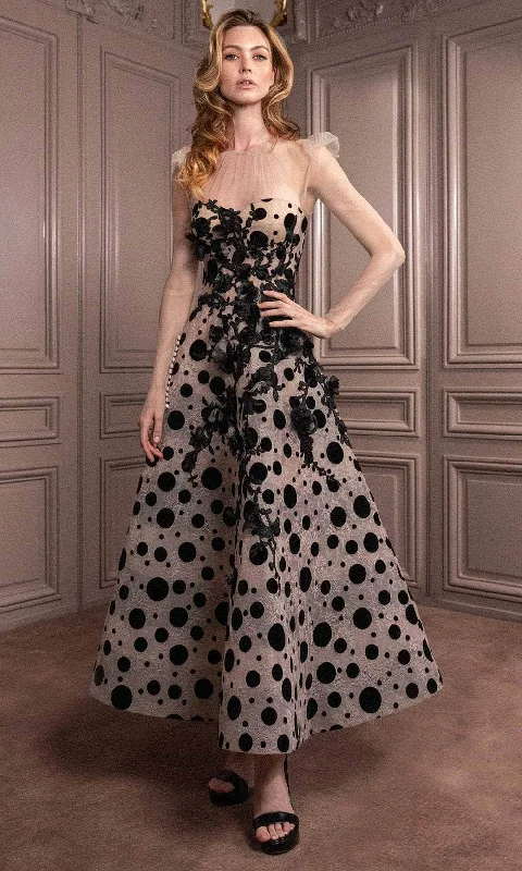 Deal Zone Gatti Nolli Couture GA-7076 - Tea Length Applique Cocktail Dress