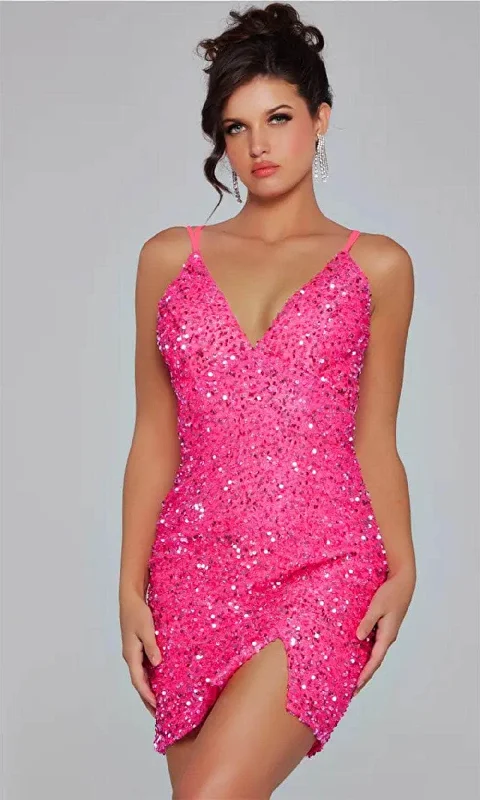 Midnight Madness Jovani 39630 - Sequin V-Neck Cocktail Dress