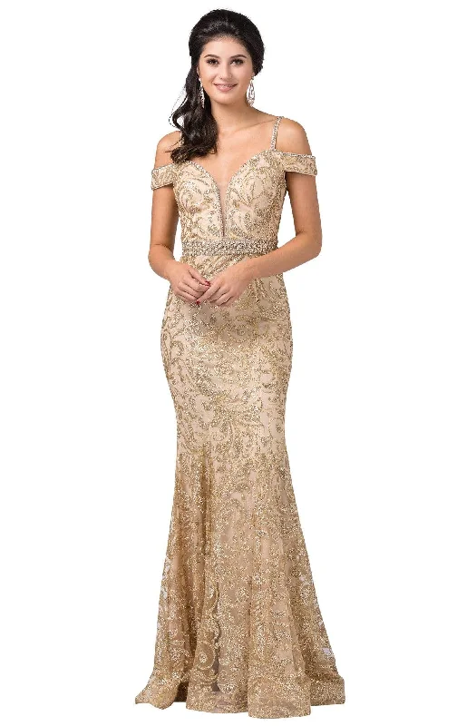 The Best Prices Dancing Queen - 2772 Embellished Deep Off-Shoulder Trumpet Dress