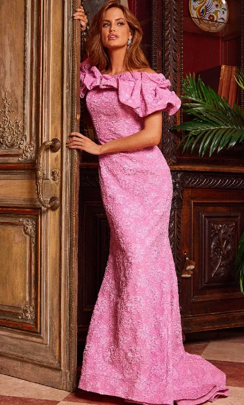 Hurry In Jovani 23847 - Floral Off-Shoulder Evening Dress