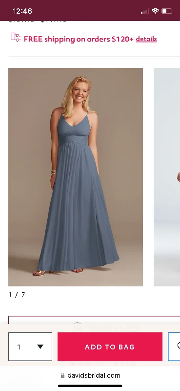 Limited Quantity David's Bridal Style F20052 Steel blue