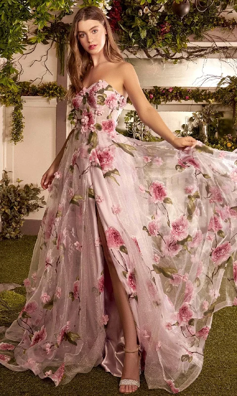 Limited Availability Andrea and Leo A1035 - Floral Applique Organza Prom Dress