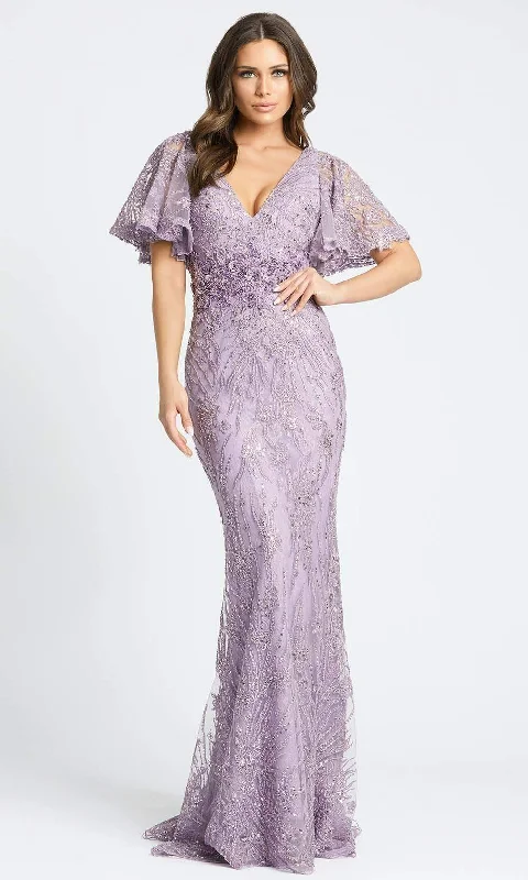 Great Deals Mac Duggal Evening - 67493D V-Neck Bell Sleeve Embroidered Simple Prom Gown