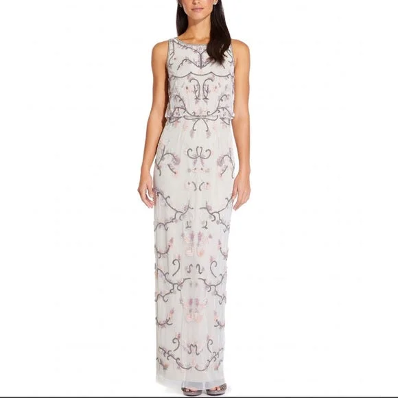 Stock Clearance Adrianna Papell Beaded Floral Long Dress / AP1E205422