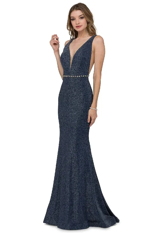 Epic Deals Cecilia Couture - 1418 Plunging V Neck and Back Sleeveless Mermaid Gown