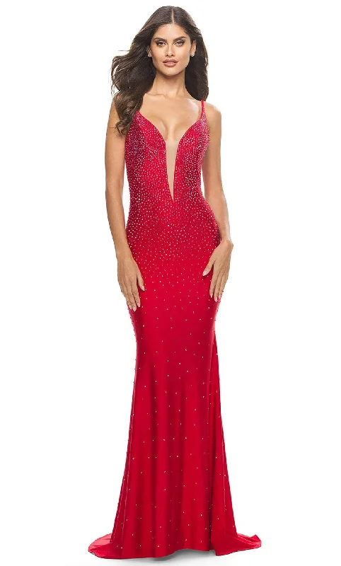 Seasonal Clearance La Femme 31215 - Beaded Plunging Prom Dress