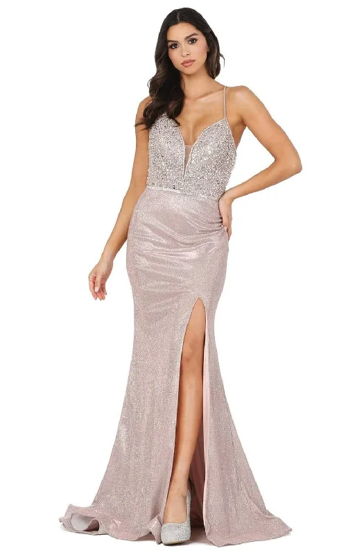Super Sale Dancing Queen - 2922 Embellished Deep V-neck Trumpet Dress