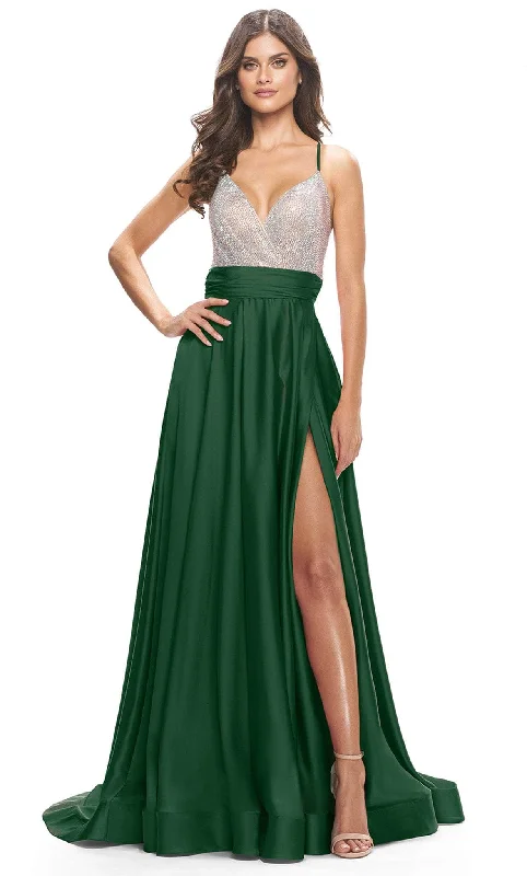 Final Markdown La Femme 31592 - Beaded Satin A-Line Prom Dress