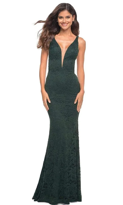 Clearance Sale La Femme - 29732 Plunging Beaded Lace Gown