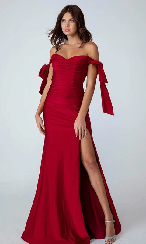 Hurry In Eureka Fashion 9181 - Off-Shoulder Ruched Bodice Evening Dress