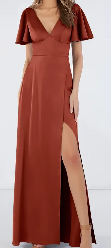 Savings Event Azazie Azazie Lani Stretch Satin Dress - A-Line Pleated Stretch Satin