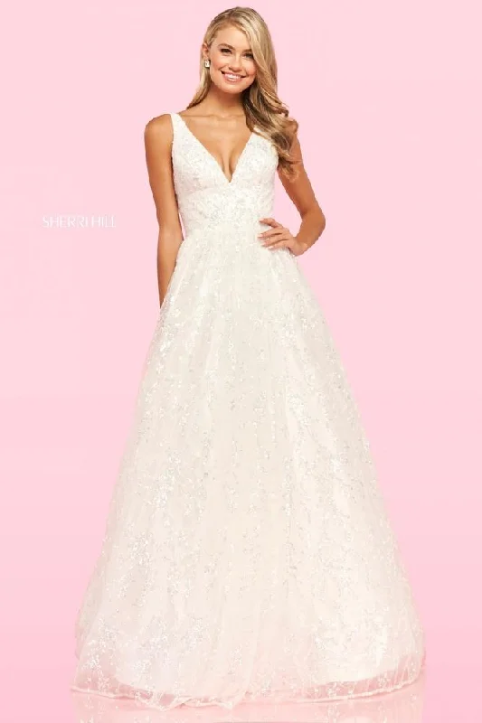 Mega Sale Sherri Hill - 54177 V-Neck Glittered Simple Prom A-line Dress