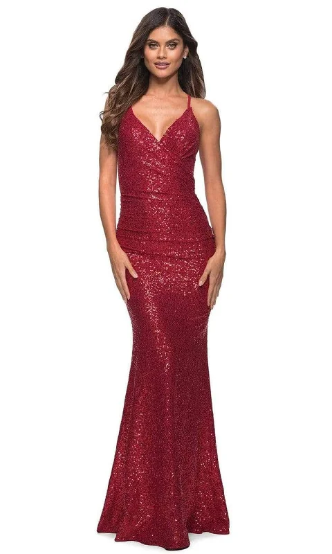 Great Deals La Femme - 30362 V-Neck Strappy Back Long Gown