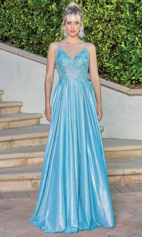 Discount Deals Dancing Queen 4261 - Embroidered V-neck Prom Dress