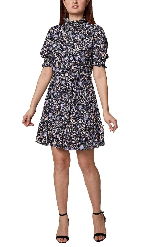 Members Only Sage Collective SU05D20 - Puff Sleeve Floral Short Dress