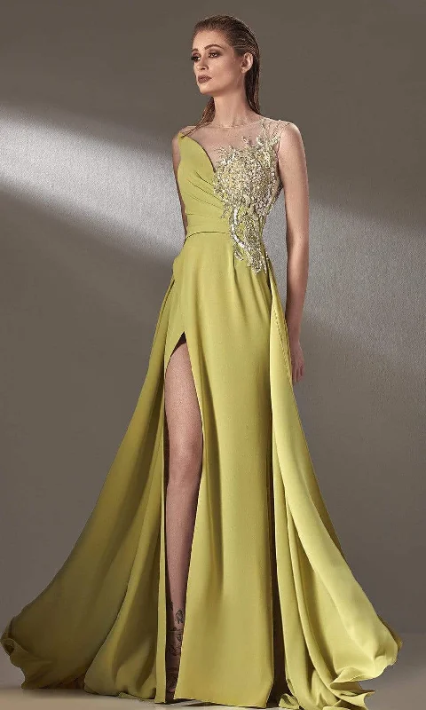 Mega Deal MNM Couture - K3903 Sleeveless Illusion Bateau Evening Dress