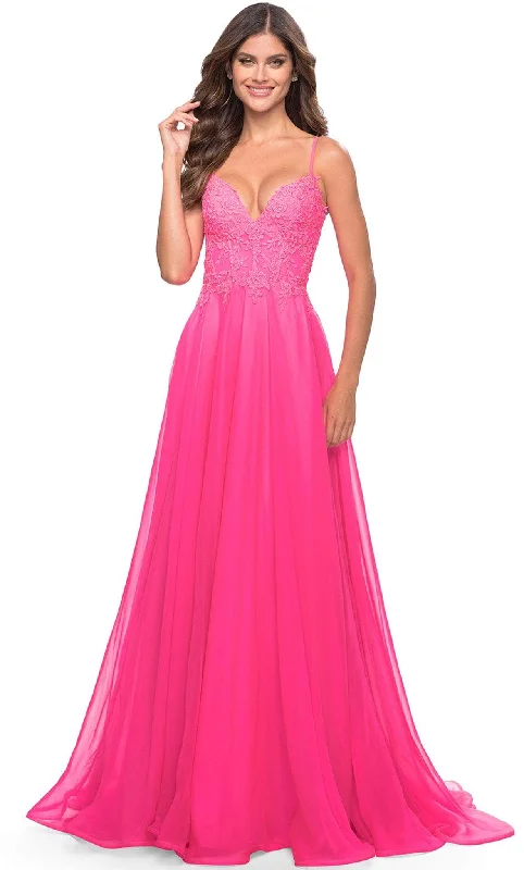 Deal Zone La Femme 31506 - Chiffon A-line High Slit Dress