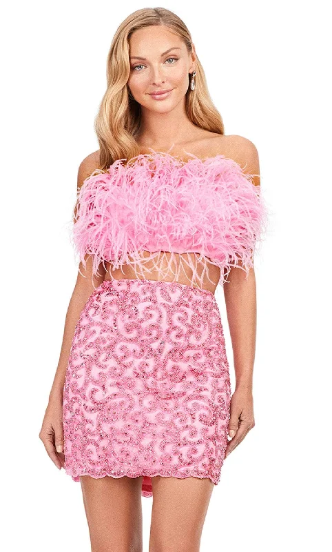 Stock Clearance Ashley Lauren 4599 - Feather Bustier Strapless Cocktail Dress
