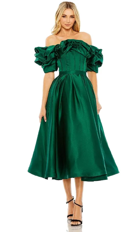 Referral Discount Mac Duggal 20706 - Ruffle Off-Shoulder Evening Dress