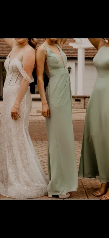 Daily Deals David's Bridal chiffon illusion cutouts bridesmaid dress
