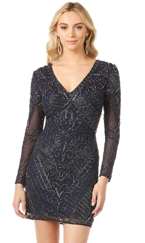 Doorbuster Deal Lara Dresses 29344 - Fully Embellished Long Sleeve Cocktail Dress