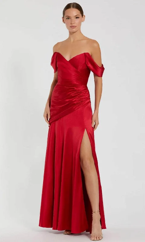 Closeout Ieena Duggal 56037 - Off-Shoulder Ruched Detail Prom Gown
