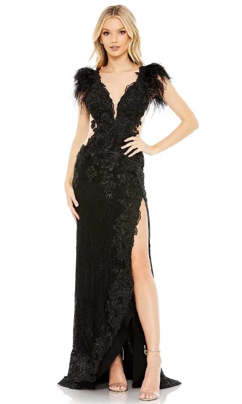 Steals and Deals Mac Duggal 67782 - Feather and Floral Evening Gown