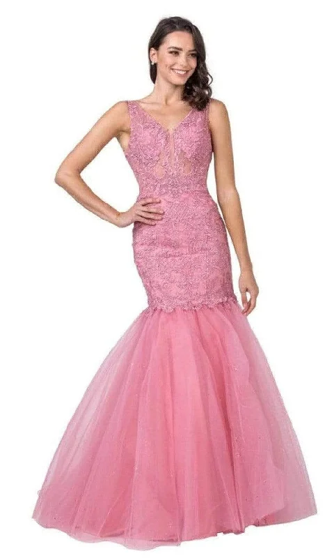 New Arrival Aspeed Design - L2399 V-Neck Trumpet Sleeveless Simple Prom Dress