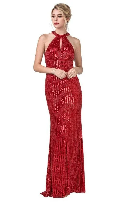 Savings Galore Trevi Collection - L2391 Halter Sheath Sleeveless Dress