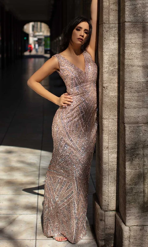 Today's Special Chic and Holland - AN1430 Beaded Back Slit Sheath Dress