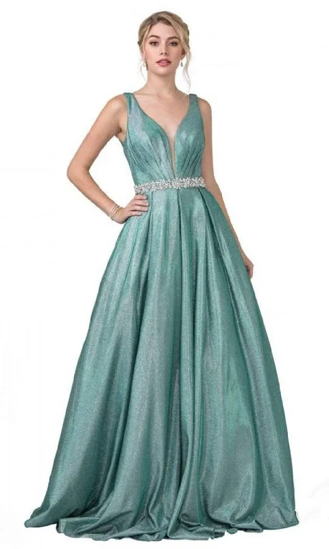 Today’s Deal Aspeed Design - L2200 Sleeveless Pleated Glitter A-Line Dress